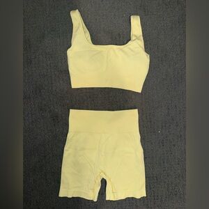 Yellow Women's Ribbed Workout Set